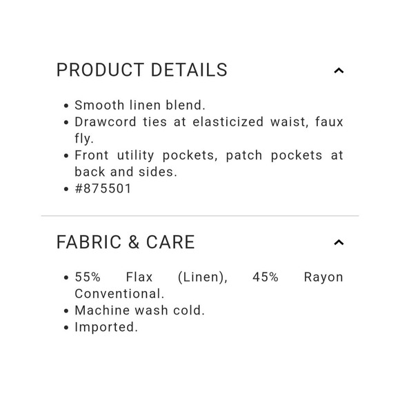 New Gap Pants XL Extra Large Tall Linen Blend Cargo Pull On Wide Leg Black NWT - Picture 9 of 9